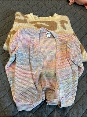 Splendid Pastel Multi-Color Knit Cardigan & Yellow Sweater - Pink, Blue, Cream